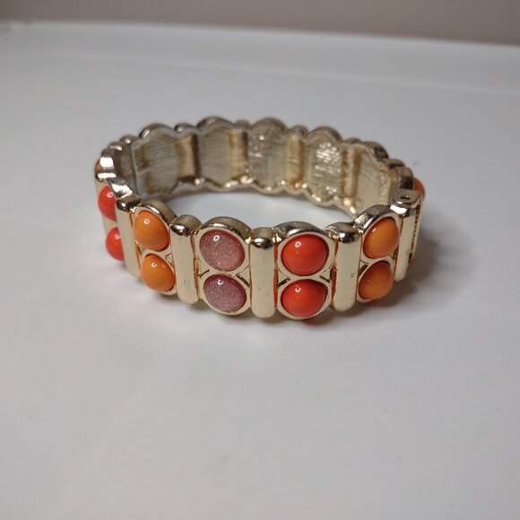 6.75 Inch Orange And Pink Hinged Bracelet - Picture 4 of 7